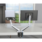 ShoppingAll - Support pour écran et ordinateur portable 2 en 1 avec 2 bras pivotants - Blanc-10