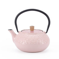 Minimal Enamelled Cast Iron Teapot - Sakura Pink - 0.6 L-Cast iron teapot polished by hand for smooth finishing