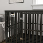 PawHut - Cage pour chien en acier robuste 49 po - noir-Cage équipée d’un plateau inférieur amovible 