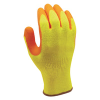 Atlas Natural Rubber Latex Rough Grip Glove - Poly/Cotton Liner - HiVis Orange/Yellow - Medium -Natural Rubber Latex