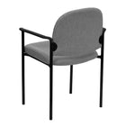 Flash Furniture Comfort Stackable Steel Side Reception Chair with Arms - Grey Fabric-Grey Fabric Upholstery