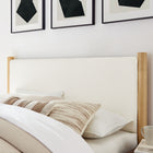 Modway Maven Queen Size Boucle Upholstered Platform Bed - Feather Oak-Boucle Upholstered Headboard and Footboard
