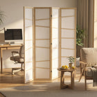 HOMCOM 4 Panel Freestanding Room Divider - Natural Wood-The solid paulownia wood frame ensures durability and stability 
