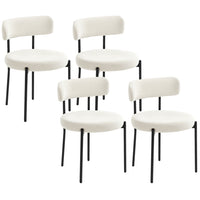 HOMCOM Dining Chairs with Steel Legs for Kitchen - Beige - Set of 4-Packaged in a set of 4 for dinner, conversation, and more