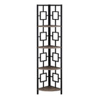 Monarch Specialties - 3611 62 po H Etagere - Taupe Fonce/Metal Noir En Coin-Étagère en coin est dotée d'un cadre en métal noir à trois pattes, ce qui lui permet de reposer fermement contre le mur
