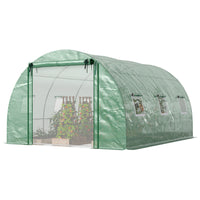 Outsunny Walk-in Tunnel Greenhouse with 2 Support Rods - 13' x 9.8' x 6.6' - White- Two detachable and removable support rods ensure reinforced stability
 