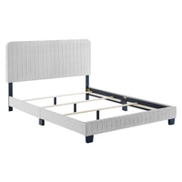 Modway Celine Channel Tufted Performance Velvet Twin Bed - Light Grey-Twin Bed
