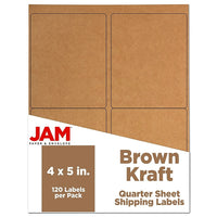 JAM Paper Mailing Address Labels, 4 x 5, Brown Kraft, 120 Pack-Mailing Address Labels