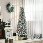 HOMCOM - Sapin de Noël artificiel 6' forme crayon enneigé - ouverture automatique-La forme de crayon ne prend pas beaucoup de place sur le sol ou sur la table, convenant aux petites pièces ou à un deuxième arbre de Noël dans une entrée 