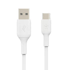 Belkin USB-A to USB-C Cable - 1 m - White -FLEXIBLE AND MANAGEABLE: Our USB-C cable’s ultra-flexible silicone technology gives you a USB-C charger cable that’s built for a long lifespan.