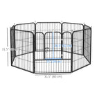 PawHut Heavy Duty 8-Panel Dog Playpen with Door for Medium Dogs - 31.5" H-Colour: Black