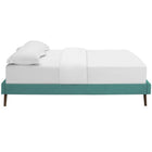 Modway Loryn Fabric Queen Bed Frame with Round Splayed Legs - Teal-Non-Marking Foot Glides