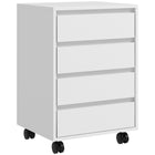 HOMCOM 4-Drawer Letter/A4 Filing Cabinet with Lockable Wheels - White-Four drawers provide plenty of space for files and more
