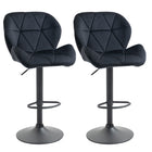 HOMCOM Adjustable Counter Height Fabric Bar Stools - Black - 2 Pack-Packaged in a set of 2
