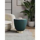 Manhattan Comfort - Table d’appoint moderne Anderson 18,43 po en similicuir vert-Magnifique plateau de table en céramique effet marbre