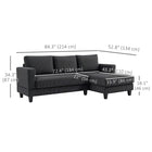 HOMCOM L Shape Sofa with Chaise Lounge - Charcoal Grey-Thick cushions and track armrests offer comfortable seating