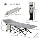 Outsunny Folding Camping Cot for Adults with Mat & Pillow - Light Grey-Easy to fold up into an included storage bag