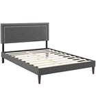 Modway Jessamine Fabric Full Platform Bed with Squared Tapered Legs - Grey-Fine Polyester Upholstery