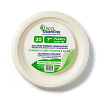 Eco Guardian - Assiettes en compostable, 7 po, Paquet de 20-Passe au réfrigérateur, au congélateur, au micro-ondes et au four