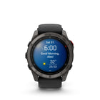 Garmin - Montre connectée GPS multisports fēnix 8 Pro - 51 mm - Titane DLC gris carbone avec bracelet en silicone noir/gris galet-CONNECTIVITÉ LTE - Vous partez courir? Vous allez nager? Laissez votre téléphone derrière vous et utilisez la connexion LTE de votre montre pour échanger des messages et passer des appels vocaux — en plus, permettez à vos amis de suivre vos déplacements grâce au partage de localisation LiveTrack et aux enregistrements de position. Accédez même aux conditions météorologiques et au