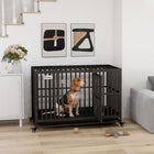 PawHut - Cage pour chien en acier robuste 49 po - noir-Chaque barre est solidement soudée au cadre pour plus de stabilité et de sécurité 