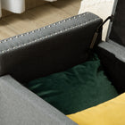 HOMCOM Modern Upholstered Flip Top Storage Ottoman Bench - Light Grey-Material: Polyester Cotton Cloth, Plastic Legs