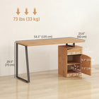 HOMCOM 53.1" Computer Desk - Natural Wood-Offers generous legroom for comfortable, relaxed use