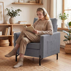 HOMCOM Modern Accent Chair with Metal Legs and Thick Cushion for Bedroom - Dark Grey-Overall Dimension: 28.7" W x 30.3" D x 34.3" H (73 x 77 x 87 cm)
