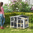 PawHut Outdoor Wooden Dog House with Removable Bottom - Grey-Door flap protects dogs from the elements 