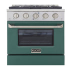 Kucht 30" KNG Series Pro Style Natural Gas Range - Stainless Steel/Green-Cook and bake like a pro with the extra-large convection oven that offers 4.2 cu. ft. of capacity, a 5-rack configuration, and an extra-large viewing window