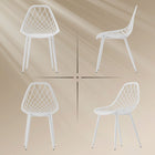 HOMCOM Plastic Dining Chairs with Hollow Back for Kitchen - White - Set of 4-Integrated injection molding construction for lightweight