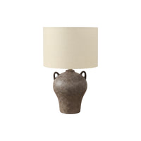 Monarch Specialties - Luminaire - 22 po H Lampe De Table - Céramique Brune - Abat-Jour Beige - Transitionnel-Cette lampe de table de 22 pouces de haut est dotée d'une base en céramique marron marbrée en forme de cruche ancienne, associée à un abat-jour contemporain en tissu beige, pour un ajout élégant à tout décor de salon, de chambre à coucher ou de bureau à domicile