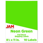 JAM Paper Full Page Labels, 8.5 x 11 Sticker Paper, Neon Green, 2 Pack (337628609g)-Size: 8.5" x 11"