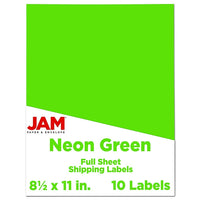 JAM Paper Full Page Labels, 8.5 x 11 Sticker Paper, Neon Green, 2 Pack (337628609g)-Size: 8.5" x 11"