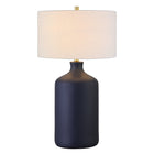 Hudson&Canal - Lampe de table Sloane en céramique de 74 cm de haut avec abat-jour en tissu - Bleu marine mat/blanc-Associé à un abat-jour en tissu tambour blanc