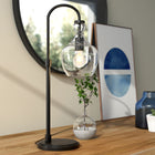 Hudson&Canal - Lampe de table arquée Verona de 68 cm de haut avec abat-jour en verre - Bronze noirci/grainé-Conçu pour une ampoule à incandescence de 60 W - ampoule LED de 9 W, ampoule fluorescente (CFL) de 13 W ou ampoule LED à ballast automatique de 9 W, ampoule à culot E26, ampoule non incluse