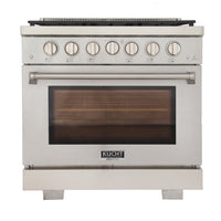Kucht 36" KFX-X Series Pro Style Natural Gas Range - Stainless Steel-New true simmer burners for precise low heat cooking