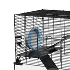 PawHut Hamster/Gerbil Cage with Glass Basin - Black-Colour: Black