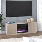 Hudson&Canal - Meuble TV Hanson avec foyer en cristal de 26 pouces pour téléviseurs jusqu'à 75 pouces - Blanc aulne-Caractéristiques assemblage facile