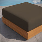 Modway Tahoe Outdoor Patio Acacia Wood Ottoman - Natural/Cocoa-Weather-Resistant Fabric Covers