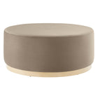 Modway Tilden Large 38" Round Performance Velvet Upholstered Ottoman - Taupe/Natural-Performance Velvet Upholstery