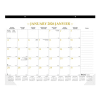 Blueline 2026 Gold Monthly Desk Pad Calendar - 22" x 17" - Bilingual-12-Month: January 2026 to December 2026