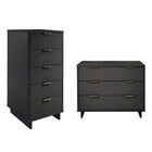 Manhattan Comfort Granville Modern Tall Narrow and Standard Dresser Set - Dark Grey-Modern-Contemporary with a taste of Glam Bedroom Dresser Set. Includes 1 Tall Narrow Chest and 1 Standard Dresser