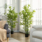 HOMCOM - Arbre de bambou artificiel 5 pi en pot - vert - lot de 2-Cette plante comprend 924 feuilles qui apportent une sensation naturelle à votre pièce 