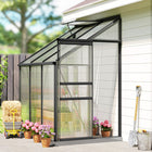 Outsunny - Serre adossée en aluminium 6 pi x 4 pi avec lucarne de toit réglable, gris foncé- Structure en alliage d'aluminium solide pour une utilisation à long terme  
