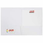 JAM Paper Two-Pocket Textured Linen Business Folders - White - 6 Pack-Size: 9 x 12 inches
