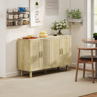 HOMCOM Boho 47.2" L Sideboard - Natural Wood-Four compartments maximize storage space