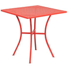 28'' Square Coral Indoor-Outdoor Steel Patio Table Set with 2 Round Back Chairs [CO-28SQ-03CHR2-RED-GG]-Designed for Indoor and Outdoor Use