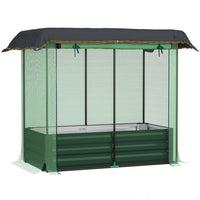 Outsunny Galvanized Raised Garden Bed with Cover - 49" L x 26" W x 43" H - Green-Raised planting bed with a plant protector netting and shade cloth 