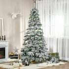 HOMCOM 7.5' Snow-Flocked Artificial Christmas Tree - Green-7.5ft tall artificial Christmas tree in a realistic tree style 